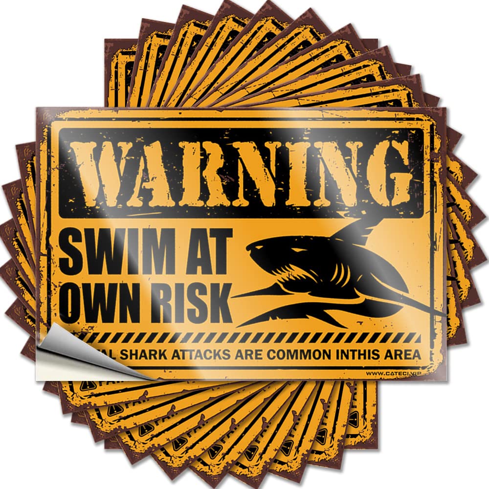 Shark Wrning Swim At Own Risk Book Western - Saying Hat Removable Vinyl Decal(6X9CM)
