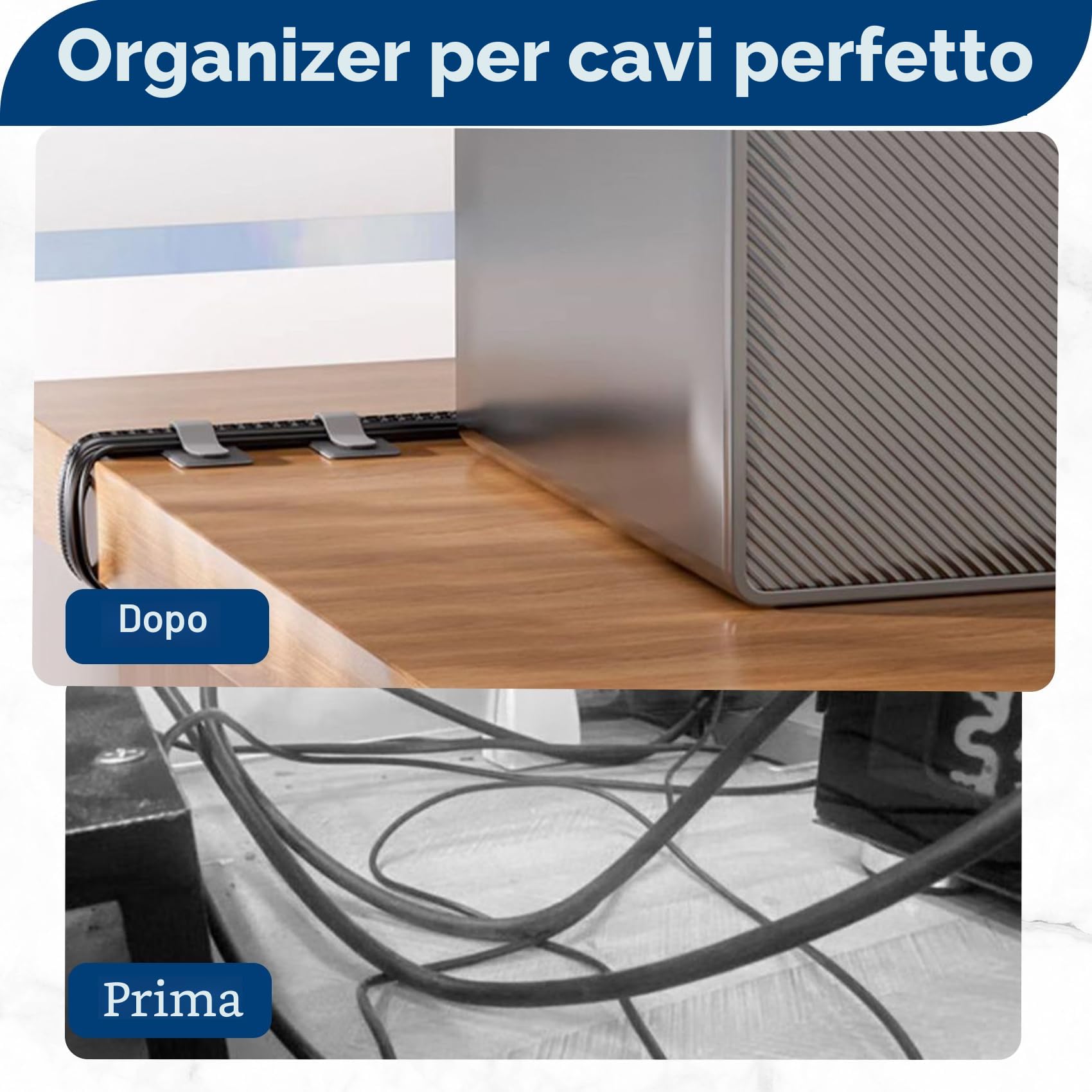 Abnii 50 pezzi per la gestione dei cavi da scrivania, fascette stringicavo autoadesive in velcro, organizer per cavi da scrivania, clip per cavi per TV, catena luminosa, nero, piccolo
