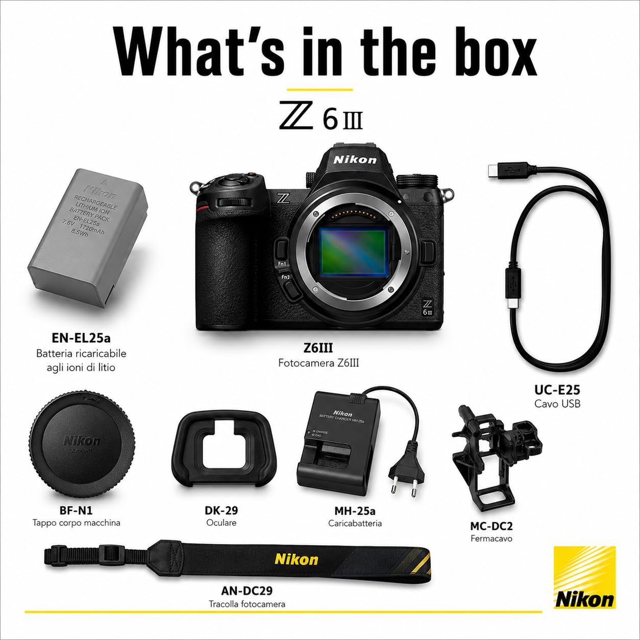 Nikon Z6III +24-120 f/4S Fotocamera Mirrorless Full Frame, CMOS 24.5 MP, 273 Punti AF, Mirino OLED da 5760k UXGA, Video 6K, Fino a 120fps, LCD 3.2", Nero [Nital V.I.P.: 6 anni di garanzia]