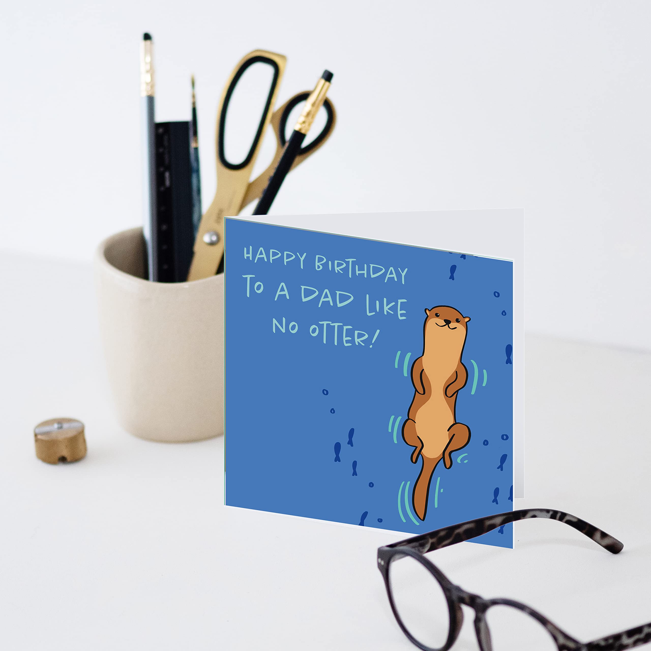 Lustige Otter-Karte Zum Geburtstag Für Papa – „Happy Birthday To A Dad Like No Otter!“ | Leere Innenfläche | Inkl. Umschlag