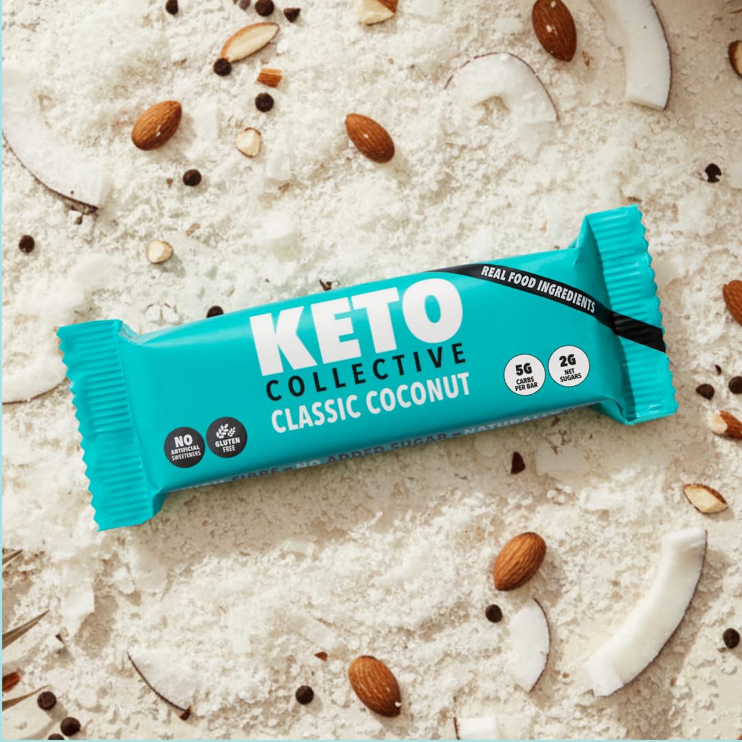 Keto Collective Barres Keto - NOUVELLE RECETTE - 15x40g | 3g de Glucides Nets | Snacks Cetogene | Haute en Fibres | Ingrédients Naturels | Snacks Keto | Sans Gluten | Vegan