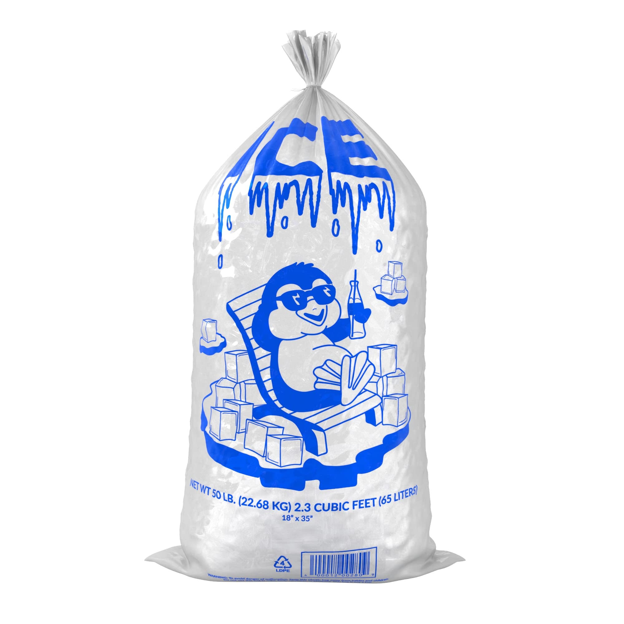 Krollen Industrial 50 lb. Clear Plastic Ice Bag with Ice Print - 250/Case