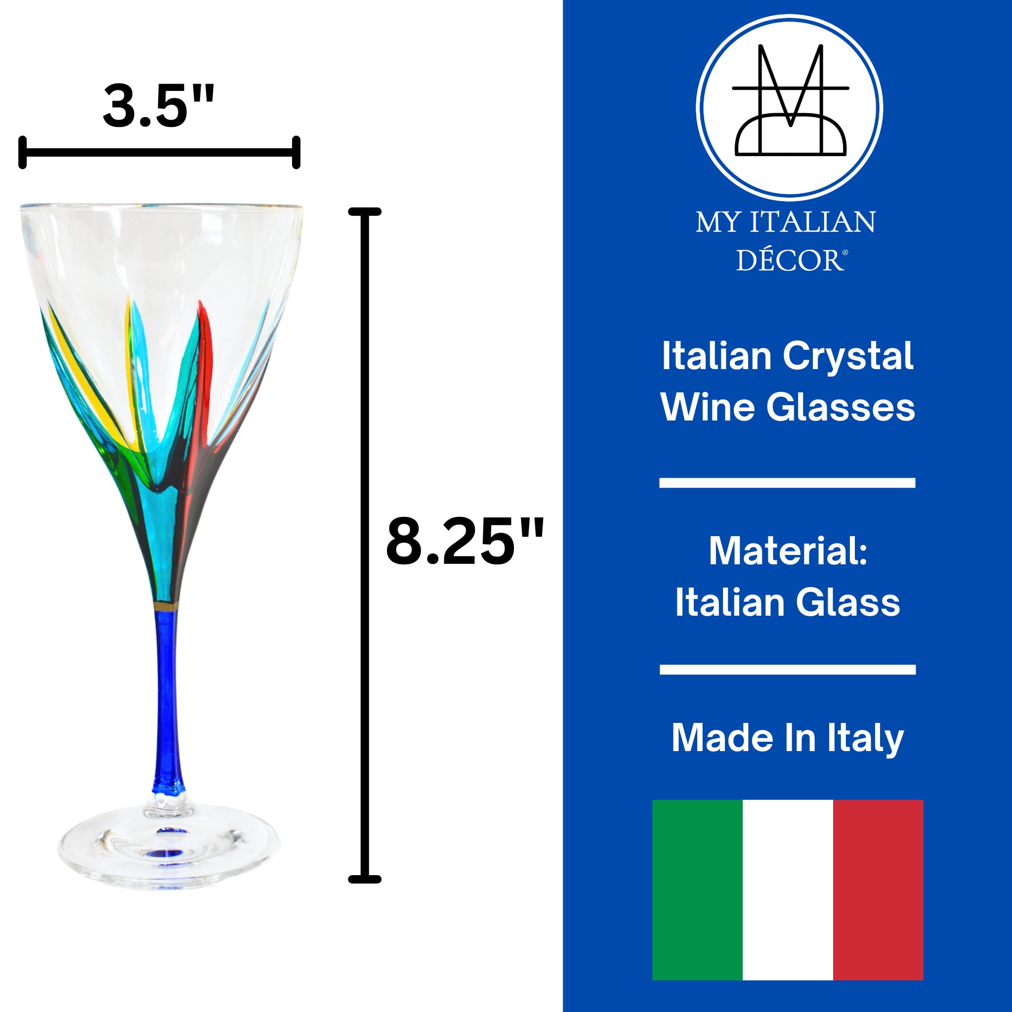 Amazon.com | Crystal Italian Wine Glasses, Set of 2, Fusion, 8 OZ Glasses, Colorful  Stems, Luxury Crystal Glassware Wine Goblets, Unique and Modern Wine Glasses,  Great for Red or White, Unique Gift,