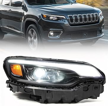 Right Full LED Headlight Assembly for Jeep Cherokee 2019-2023 RH | OE Factory Front Headlamp w/ Bulbs Replacement for CH2503325 Passenger Side
