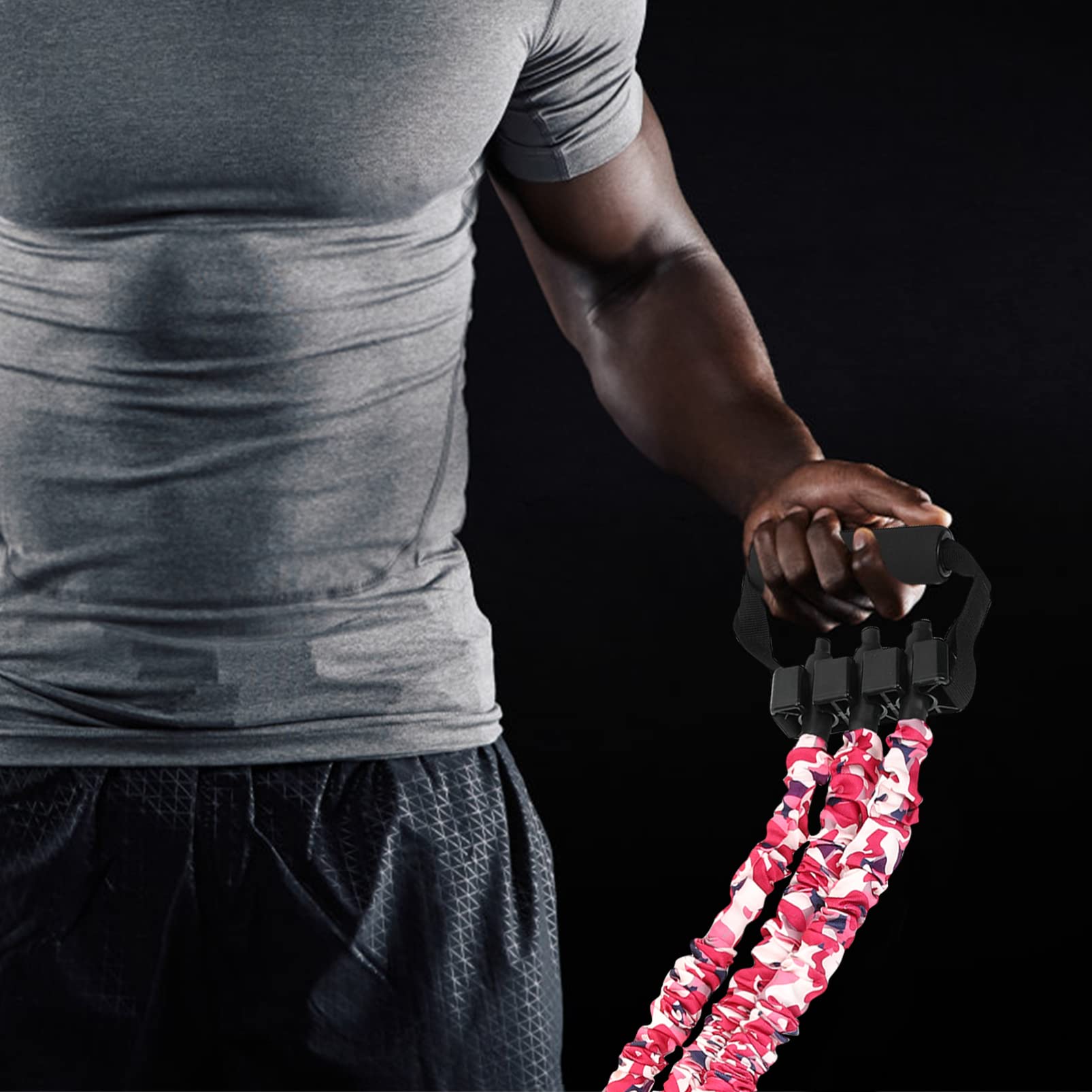 Abaodam Banda de Resistencia Fitness para Entrenamiento de Musculación Correa Portátil con Mango Ergonómico Antideslizante Apta para Yoga Rehabilitación y Ejercicios de Fuerza Casa
