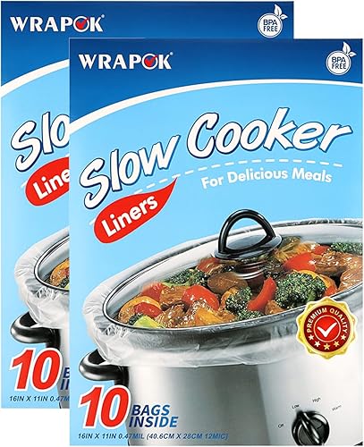 Miniatura 1 de WRAPOK Bolsas de cocina desechables de cocina sin BPA para ollas ovaladas o redondas, tamaño pequeño de 11 x 16 pulgadas, se adapta a 1 a 3 cuartos