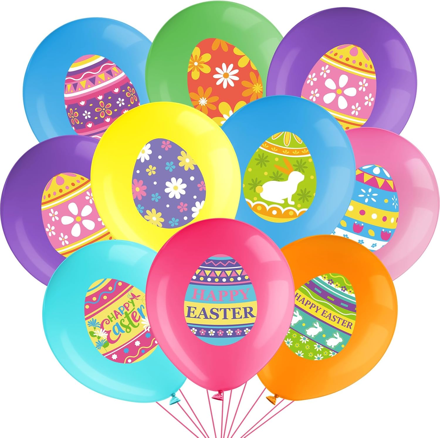Censen 45 Pieces Easter Party Latex Balloons Decorations 12 Inch Happy Easter Eggs Balloons Spring Party Decoration for Spring Birthday Parties Decor Supplies Indoor Outdoor