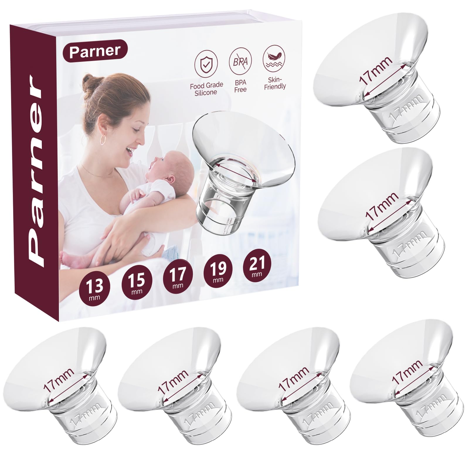 Flange Inserts 17mm for Momcozy S9/S9pro/S10/S12/S12pro/Medela/Tsrete/Spectra/Bellababy etc 24mm Wearable Breast Pump, Reduce 24mm Tunnel Down to