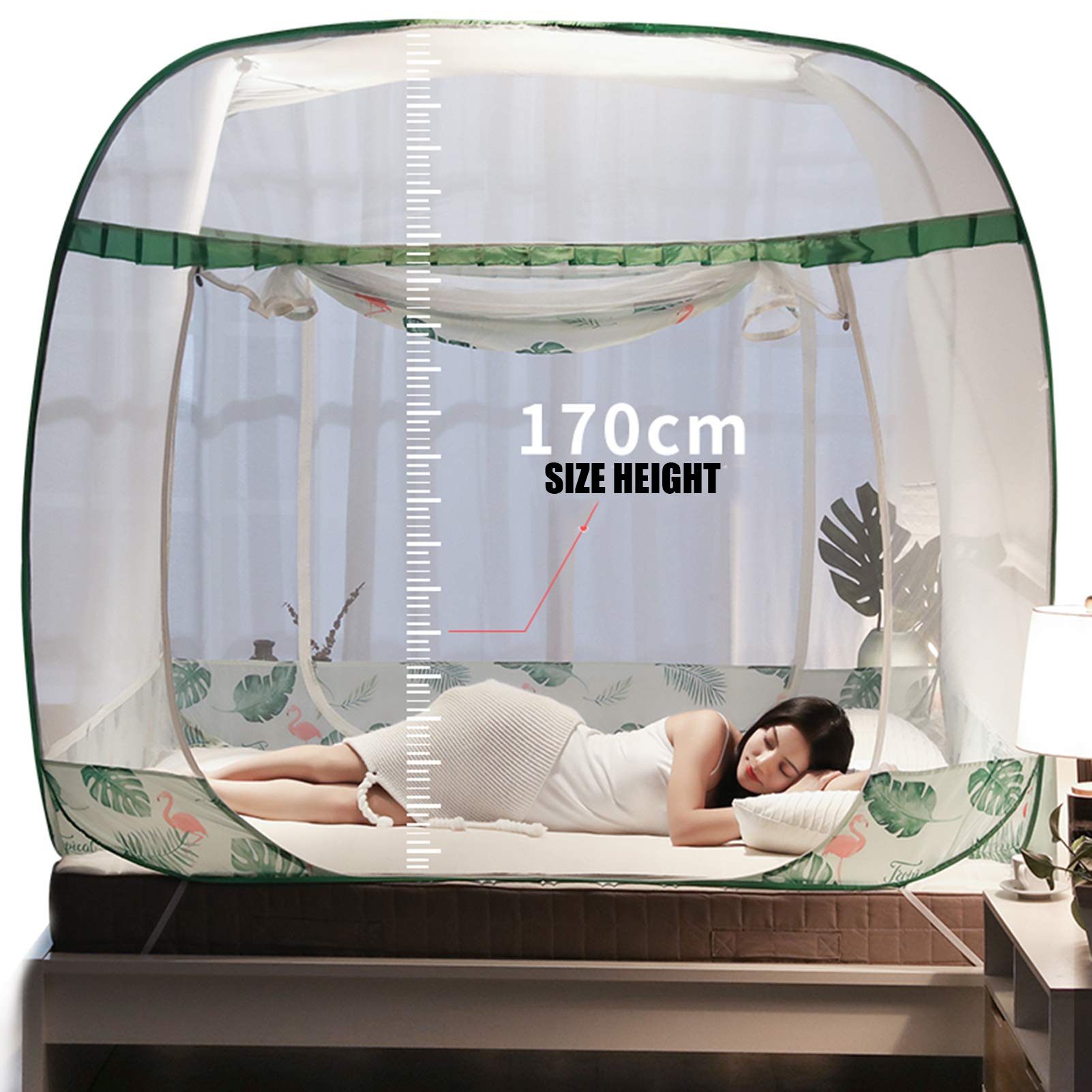 Mosquitera Mosquitera para Cama Dosel Plegable Sanmen Puerta Cama Tienda Redes Mosquitera Grande Cortina Antimosquitos para Camping con Parte Inferior para Cama Suelo Camping Viaje