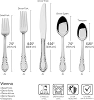 Vista 5 de Pfaltzgraff Vienna Everyday - Juego de cubiertos para 4, 20 piezas, acero inoxidable 18/0, juego de cubiertos