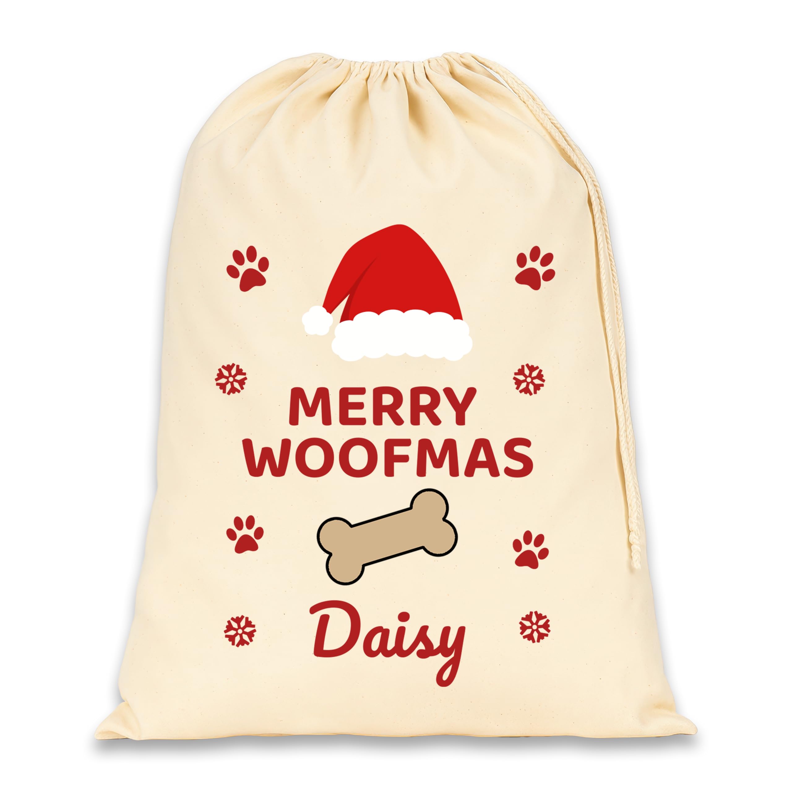 Chicken Craft Personalised Dog Christmas Santa Sack with Custom Name (Merry Woofmas)