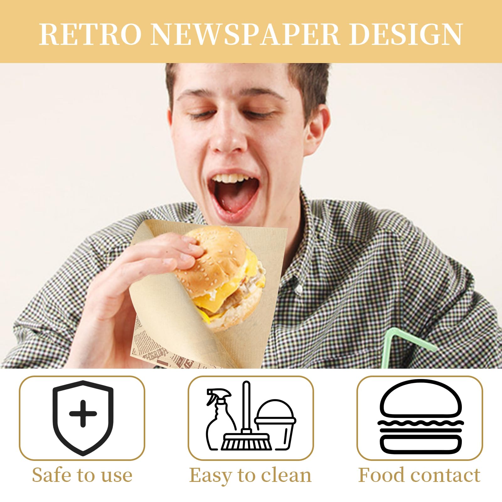 Papel Antigrasa Kraft Para Hamburguesas O Fast Food (30x38cm