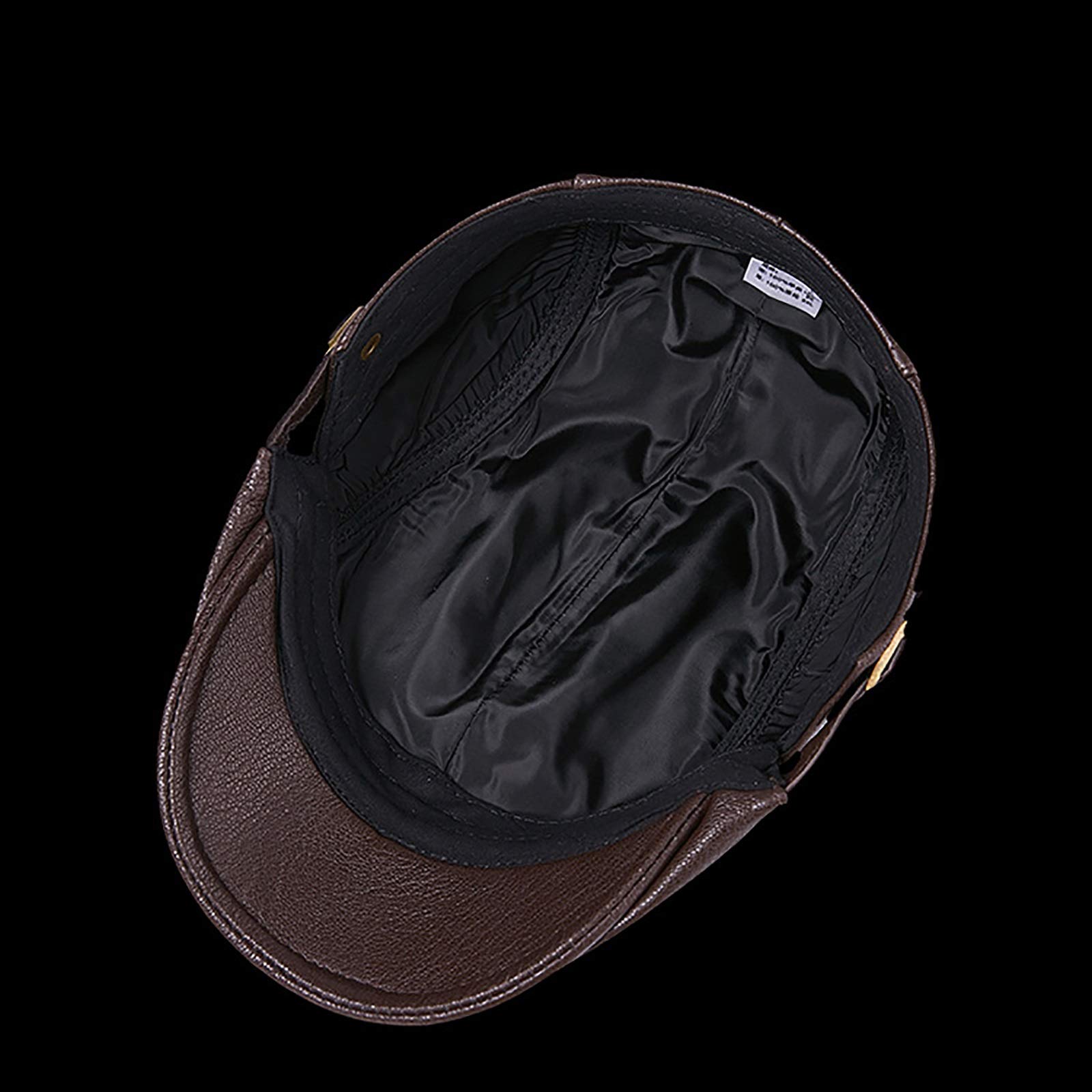 Cappelli Invernali, Berretto da Uomo in Pelle, Berretto da Baseball in Pelle di Pecora, Berretto da Golf Maschile Invernale(Black-59-60cm)