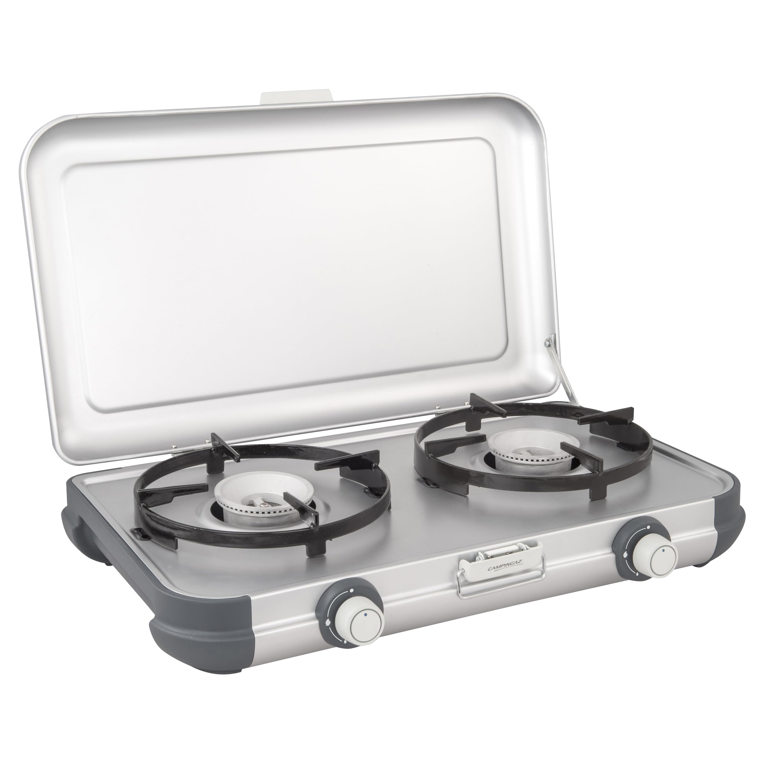 Campingaz Camping Kitchen 2 CV Gas Stove | Hornillo Portátil de Sobremesa para Camping y Picnic – 2 Quemadores | 2 x 2000 W, Blanco
