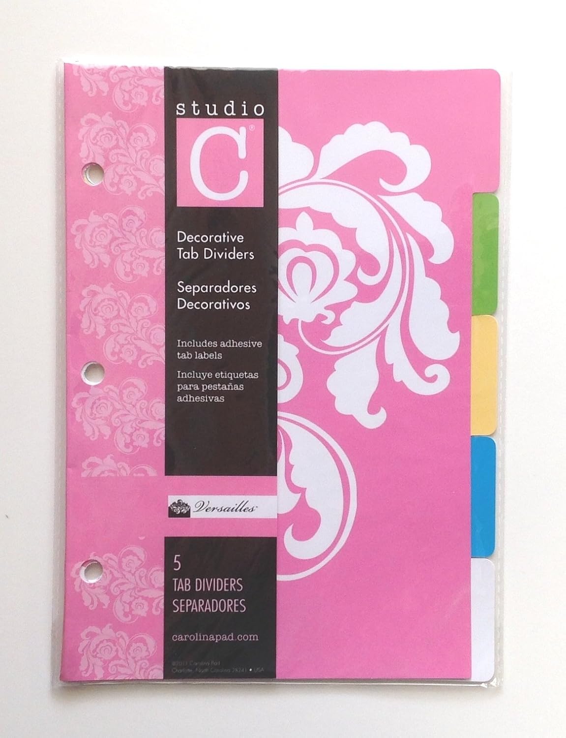 Studio C Decorative 5 Tab Dividers, 6" x 8.5" for 8.5" x 5.5" Ring Binders