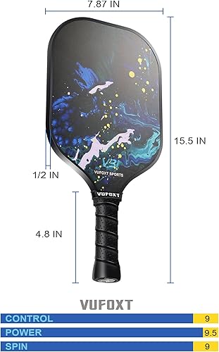 Miniatura 7 de Juego de 2 palas de pickleball aprobadas por USAPA con superficie de fibra de carbono con 99.99 % de fibra de carbono, raquetas de pickleball de