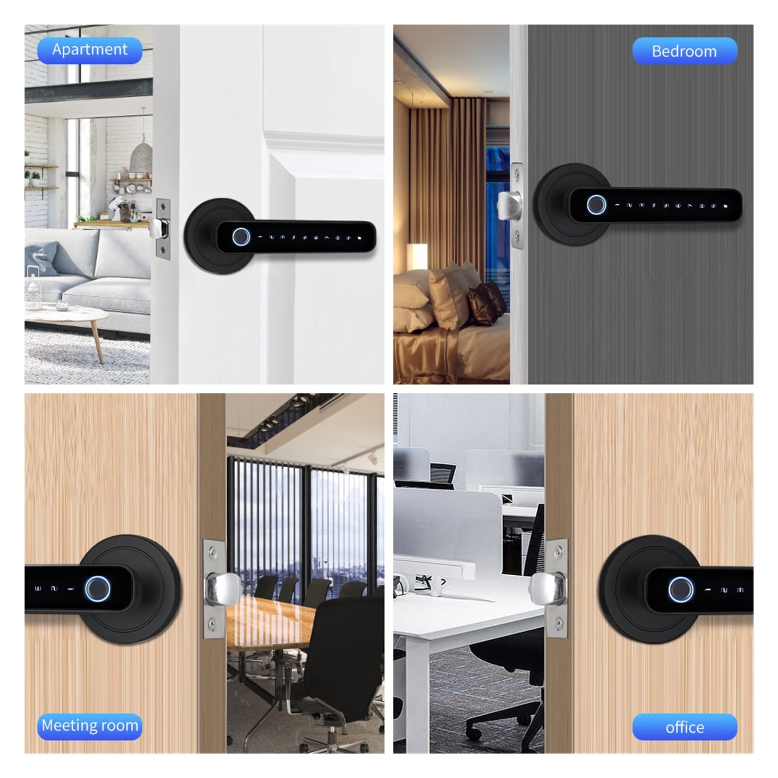 Serratura Smart, Impronte digitali Smart Door Lock Password Serratura elettronica digitale Serratura senza chiave Manopole for porte for camera da letto,per camere da letto, uffici e hotel(Grey 6070)