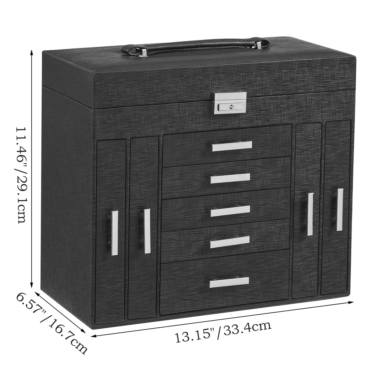 ANWBROAD Huge Jewelry Box Jewelry Organizer Case 6 Tier 40 Hooks