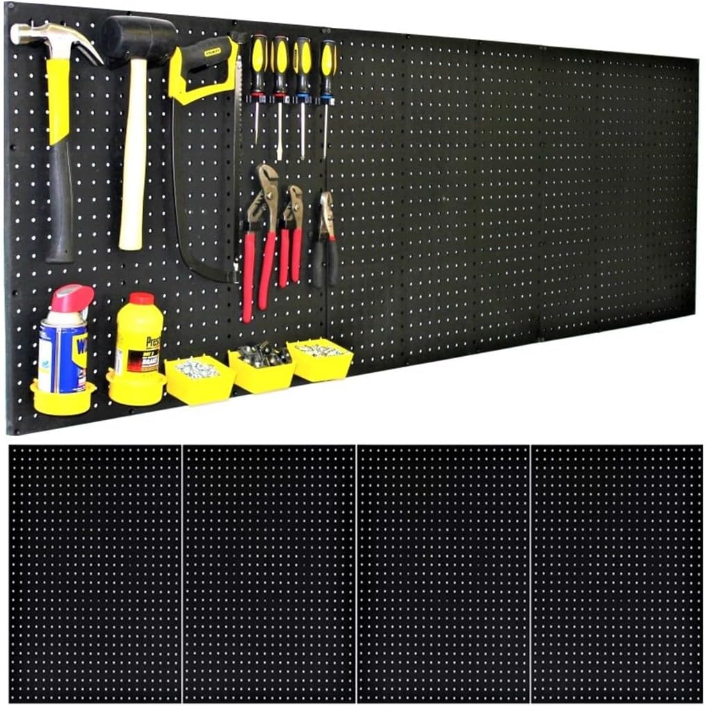 WallPeg (3) Black Plastic Pegboard Panels - 180cm Wide Garage Tool Pegboard - AM 212