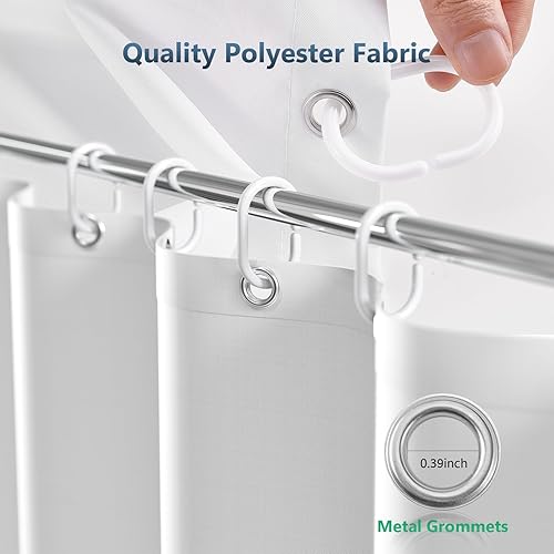 Miniatura 4 de Cortina de ducha de tela de 72 x 72 pulgadas con ganchos de primera calidad, impermeable y lavable para baño, diseño de cabina de avión Boeing 777