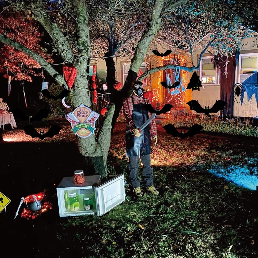 Halloween Deko 21-teilig - Leuchtende Fledermäuse & Spinnen Mit LED