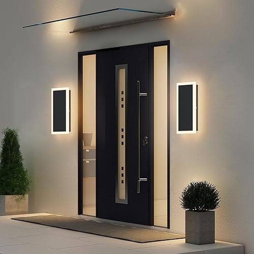 Miniatura 2 de Ralbay Lámpara de pared para exteriores de 11.8 pulgadas, aplique de pared exterior LED negro, IP65, impermeable, 3000 K, iluminación de montaje en