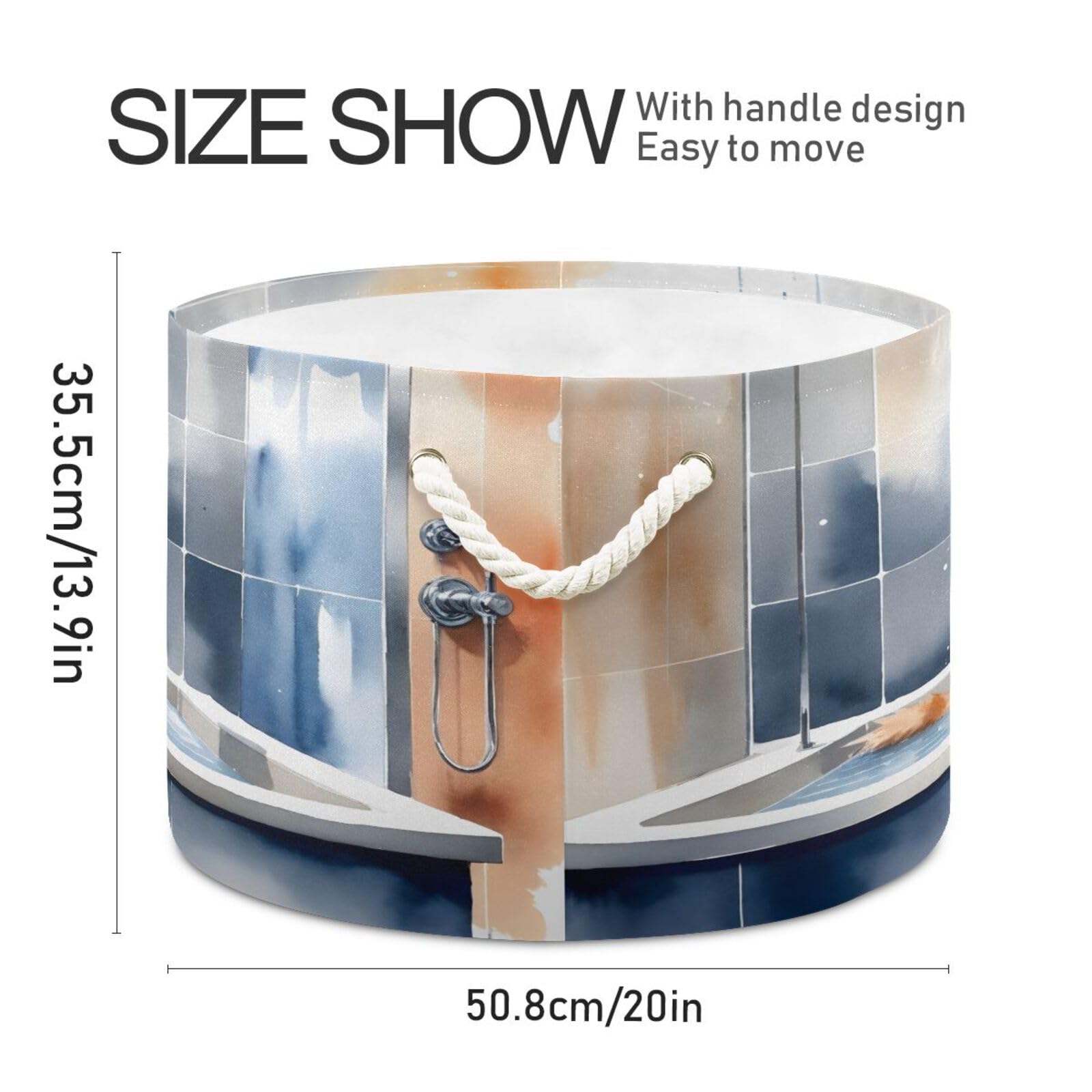 DUOBU Large Cotton Rope Basket Round Storage Basket Watercolor Dog Bathing Laundry Hamper for Toys,Blankets,Nursery,Laundry 20x14 in