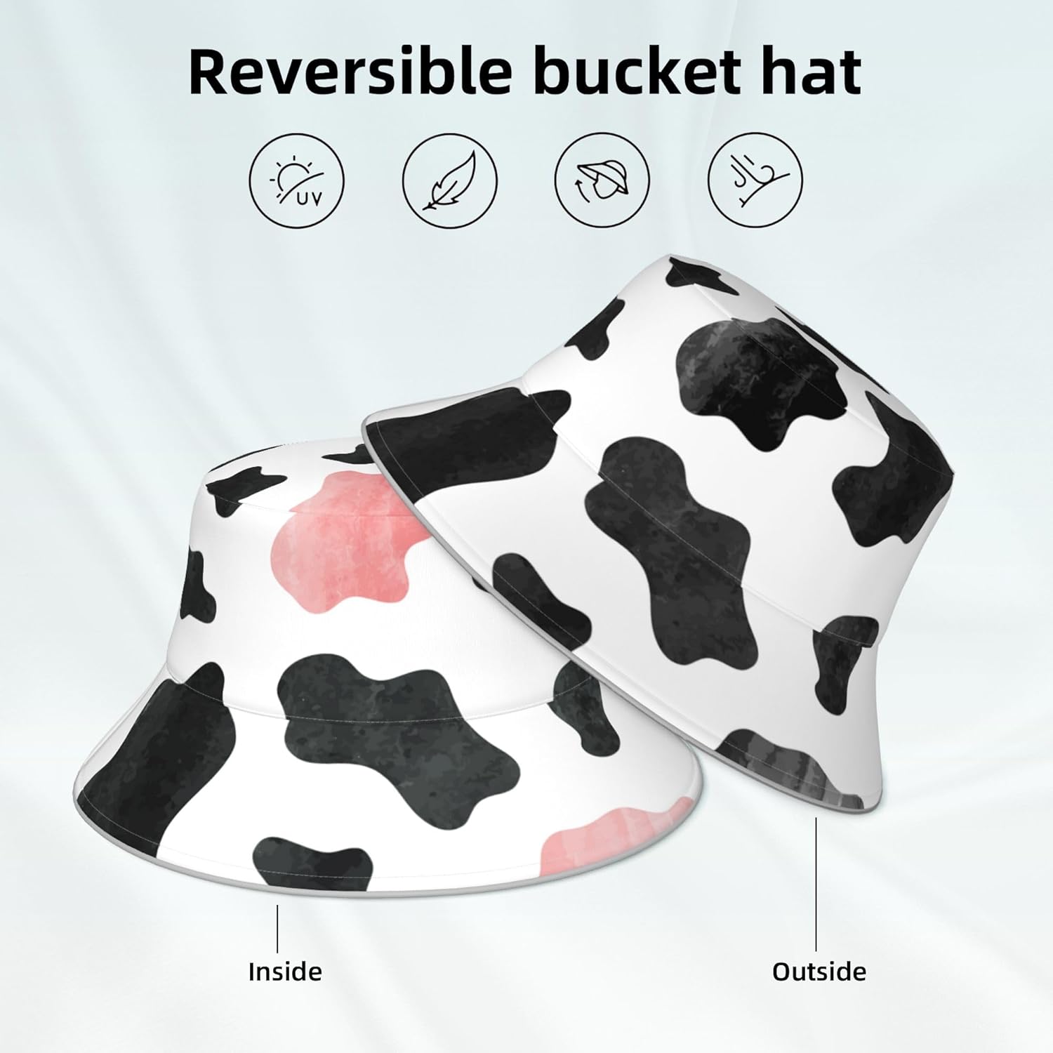 Bucket Hat Beach Summer Sun Hat Reversible Fisherman Hats Double Sided Wearing for Women Men Boys Girls - Image 5