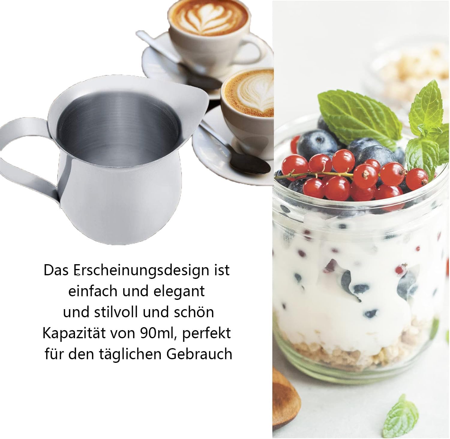 Bricco In Acciaio Inox Da 30 Ml – 2 Pezzi Mini Contenitori Per Latte, Salse E Schiuma, Ideali Per Cucina E Caffetteria