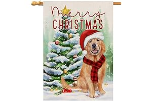 Christmas Burlap Flag Outdoor Decorations, 28 x 40 inch Double Sided Merry Christmas Trees
