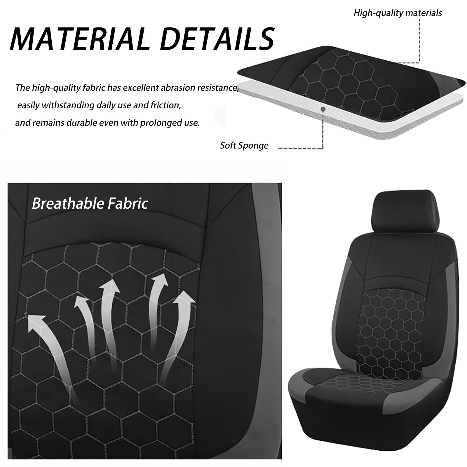 Set Completo di coprisedili per Fiat Grande Panda/Giga Panda/500e/600/500 Hybrid, Fodere Protezione Sedili Anteriori e Posteriori, Comodi Traspiranti Coprisedili Auto, Accessori Auto,B Grey