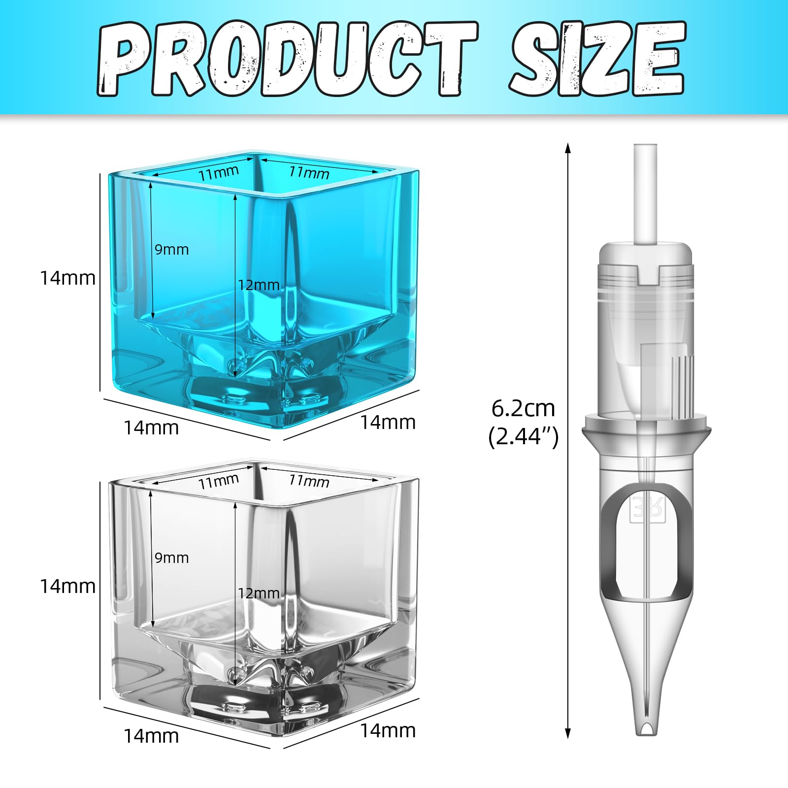 ATOMUS 20pcs Tattoo Cartridge Needles & 20 Disposable Ink Cups, 5pcs Each 1003RL, 1005RL, 1007RL, 1009RL - Image 3