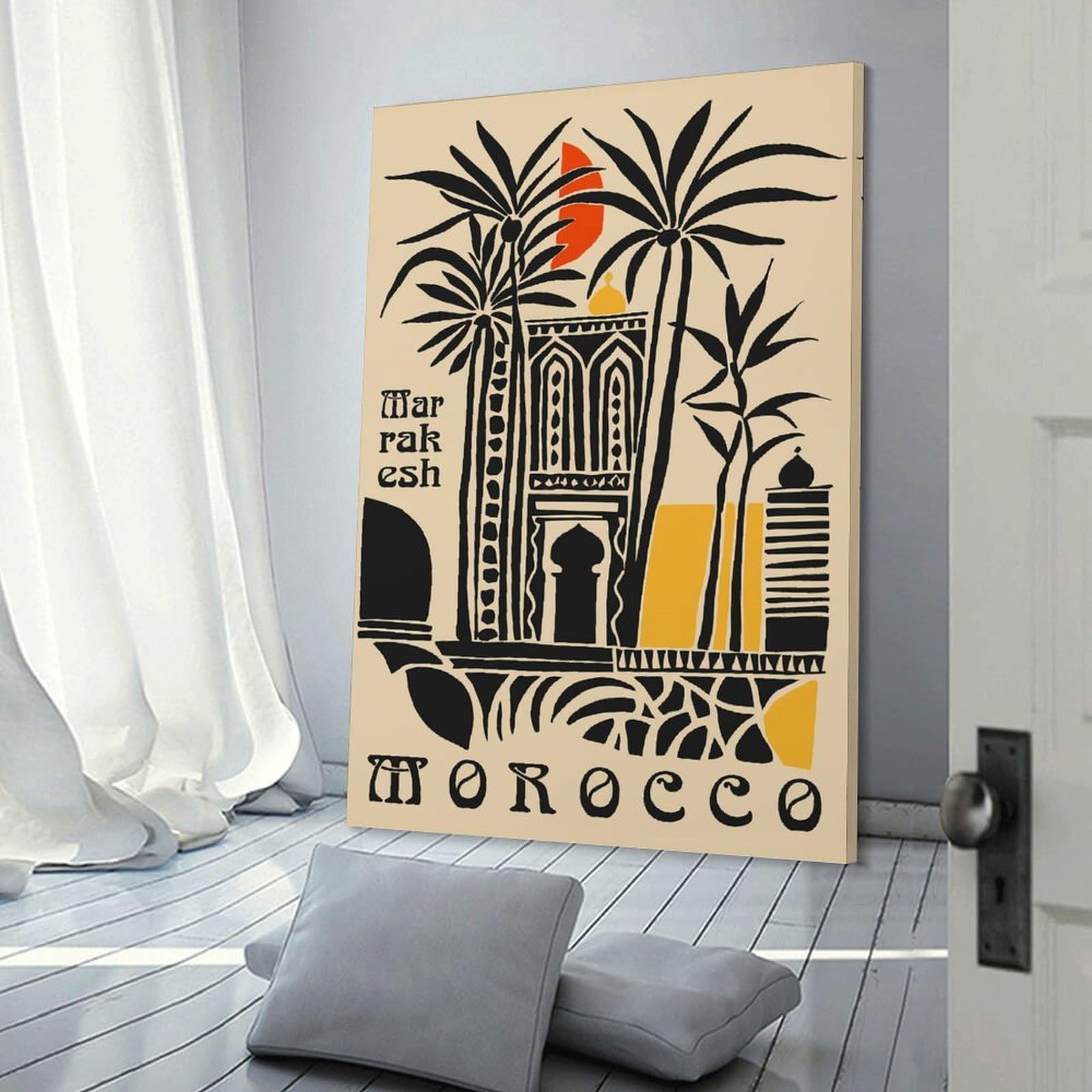 Junmoney Decorative Canvas Print Marrakesh, Morocco Travel, 20x30inch(50x75cm), for Office, Study Or Home Workspace, Decorative Artwork for Productive Spaces