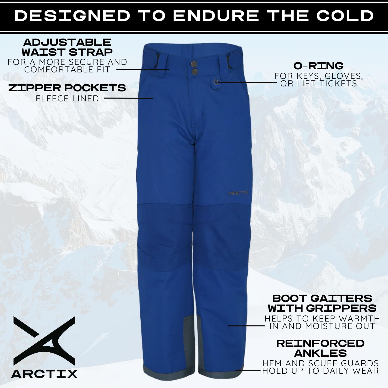 ARCTIX - Snow Pants with Reinforced Knees And Seat, Pantaloni da Neve con Ginocchia e Seduta rinforzati Bambini e Ragazzi