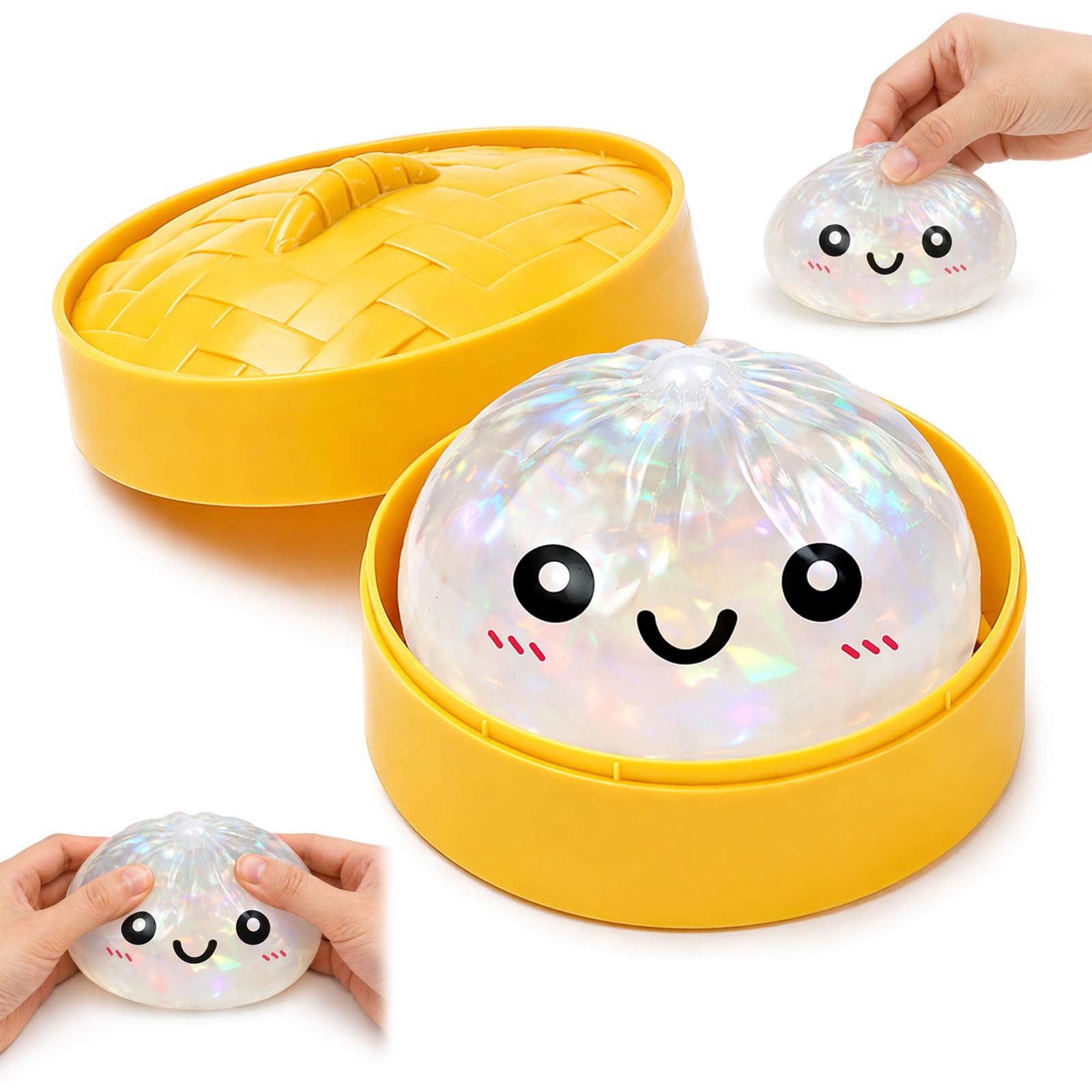 Dumpling Squishy Toy, Glitter Mystery Dumplings Squishy Fidget Toys, Sensory Toys Stress Balls for Autism Adhd, Squeeze Fidgetsfor Anxiety Relief