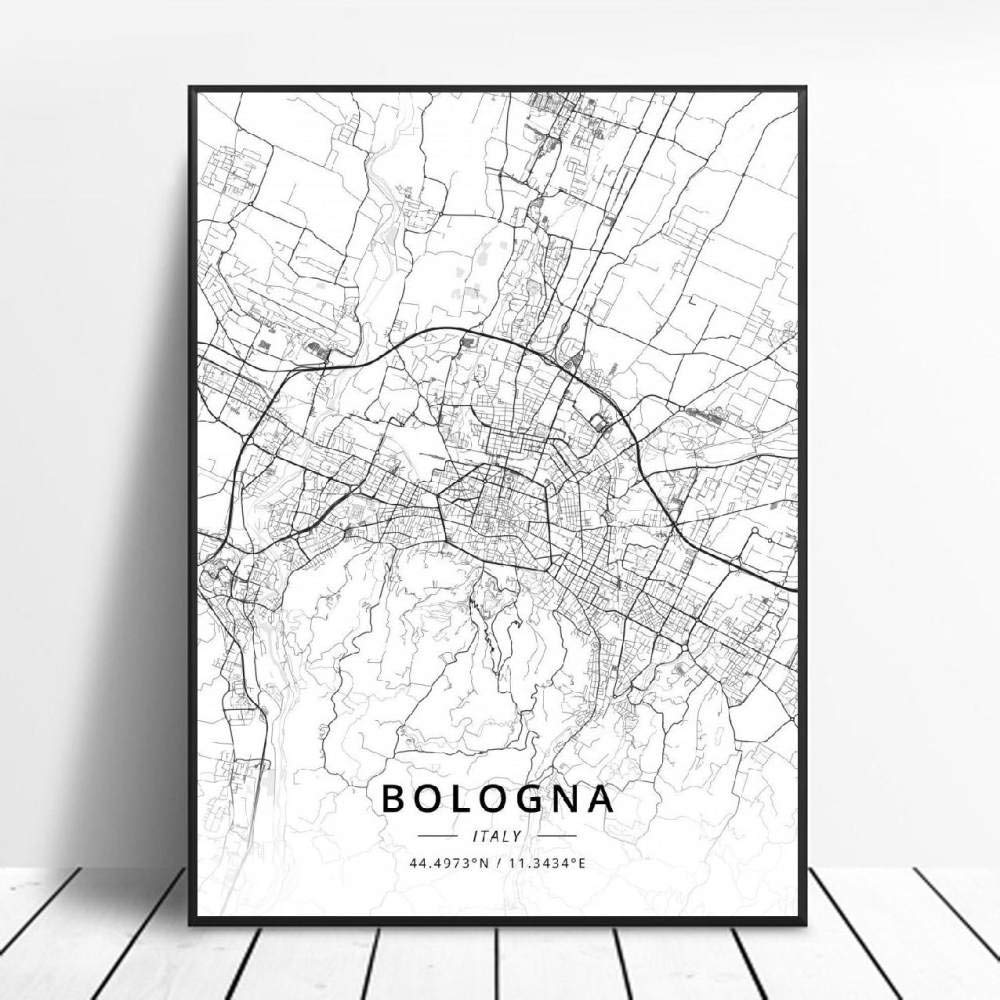 Impresión En Lienzo Impresión HD Italia Bolonia Mapa Lienzo Arte Cartel Pintura De Pared Decoración del Hogar Regalos De Decoración del Hogar, 40X50 Cm Sin Marco