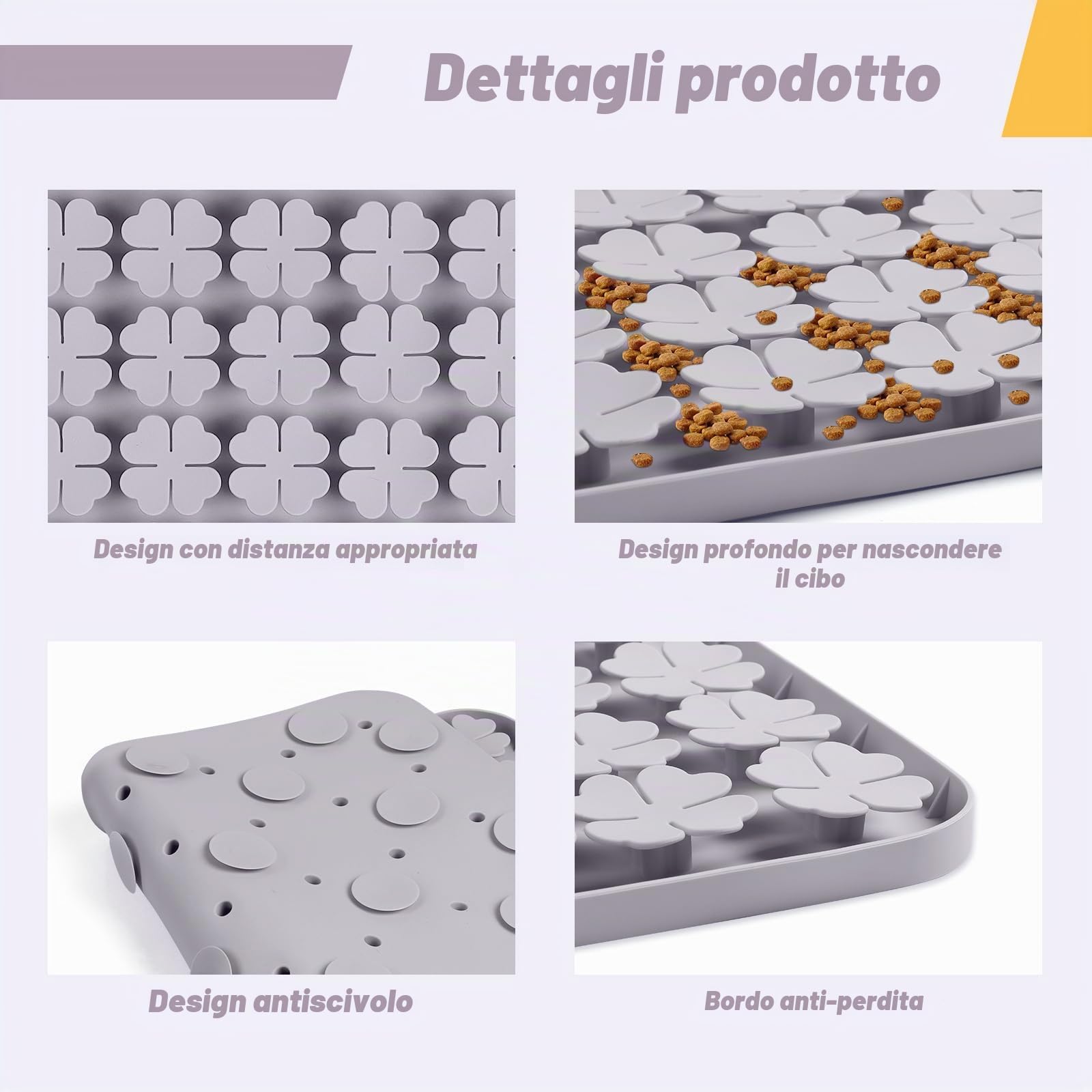 24''x16'' silicone tappetino interattivo per cani/gatti alimentazione lenta, favorisce la ricerca naturale del cibo, allenamento degli odori e mangiare lentamente (grigio)