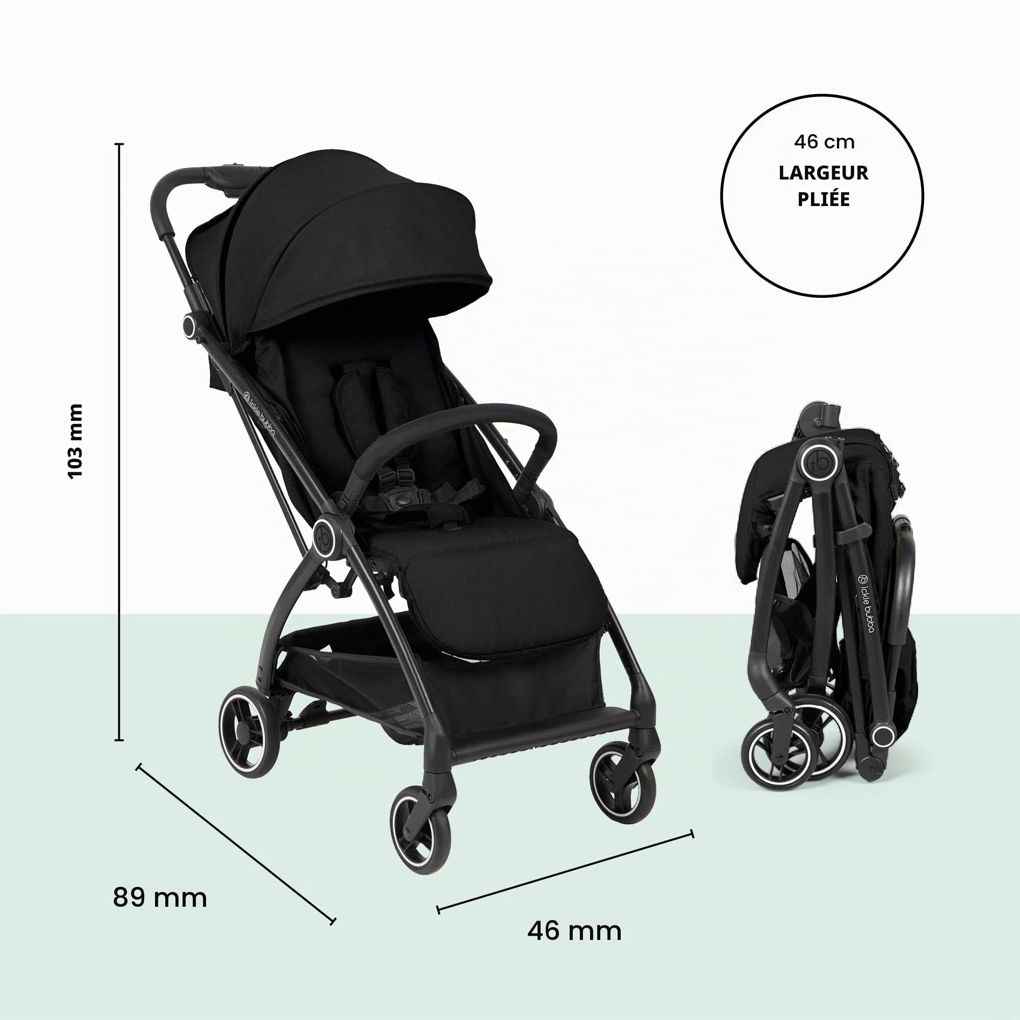 Ickle Bubba Poussette Max à pliage automatique - Noir