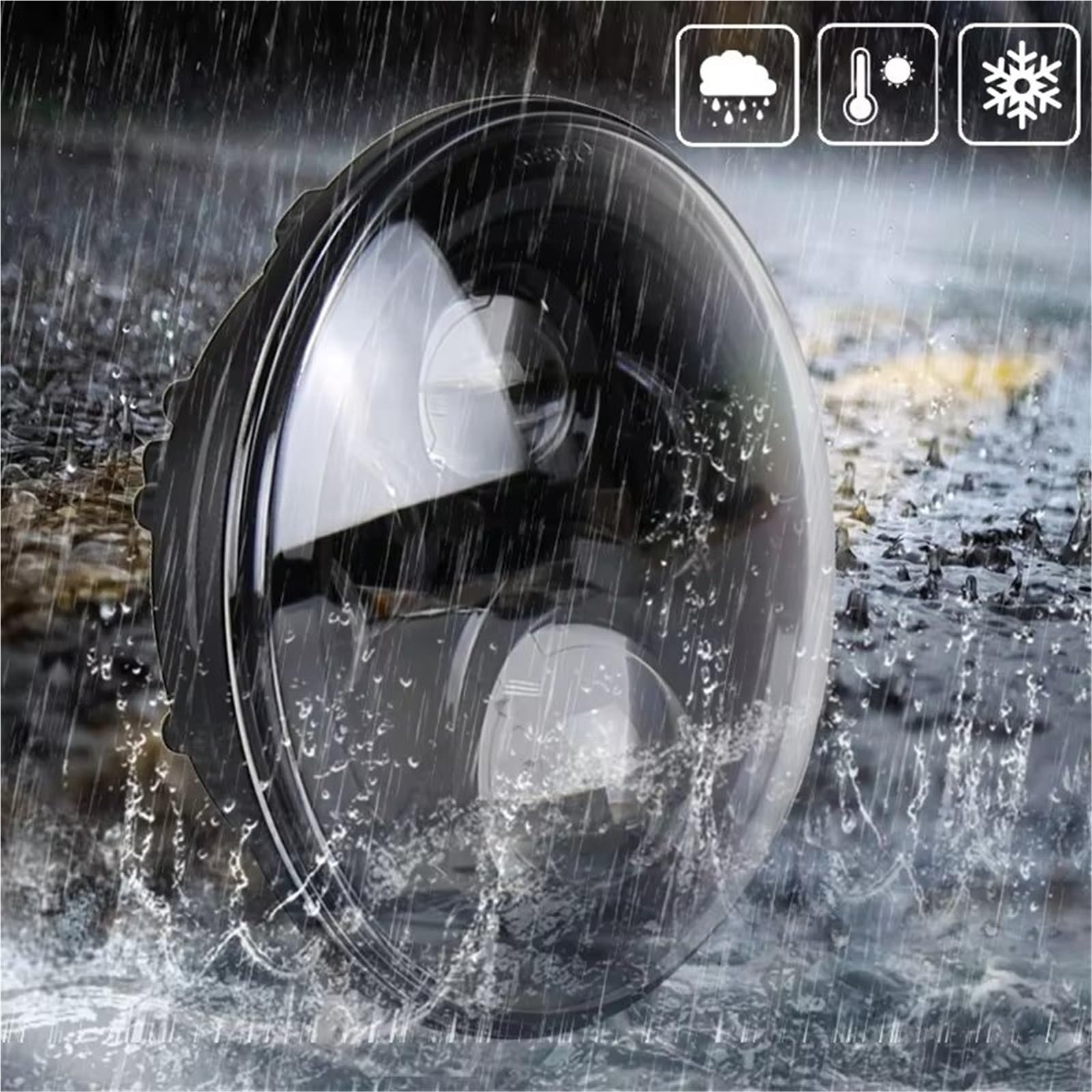 Fari Per Moto Per Ultra Per Classic Per Electra | Per Fat Boy For Road For King Motorbik Faro Da 7 Pollici Per Moto LED(Black with halo)