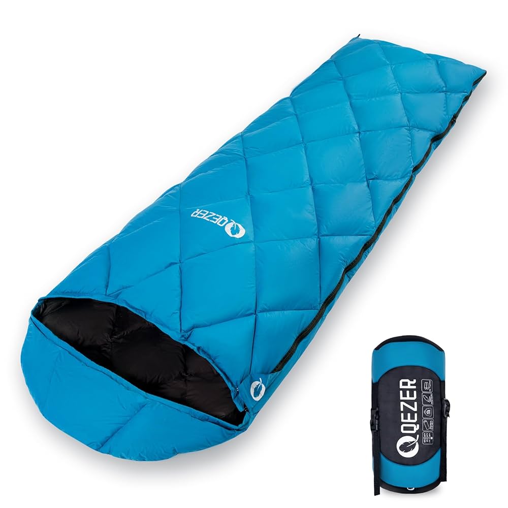 ダウン シュラフ 600FP高級ダウン 封筒型寝袋 春夏秋用 400T撥水加工 Amazon.co.jp: QEZER ダウン寝袋 大人用 ティーン向け 10~15.6