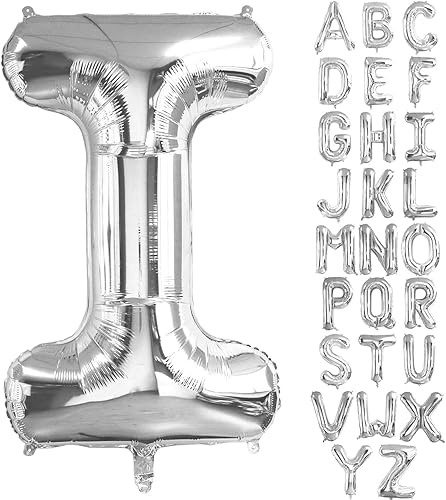 Lovoir Globos plateados grandes de 40 pulgadas con la letra I de gran tamaño, globo de helio de aluminio de Mylar para fiesta de cumpleaños,