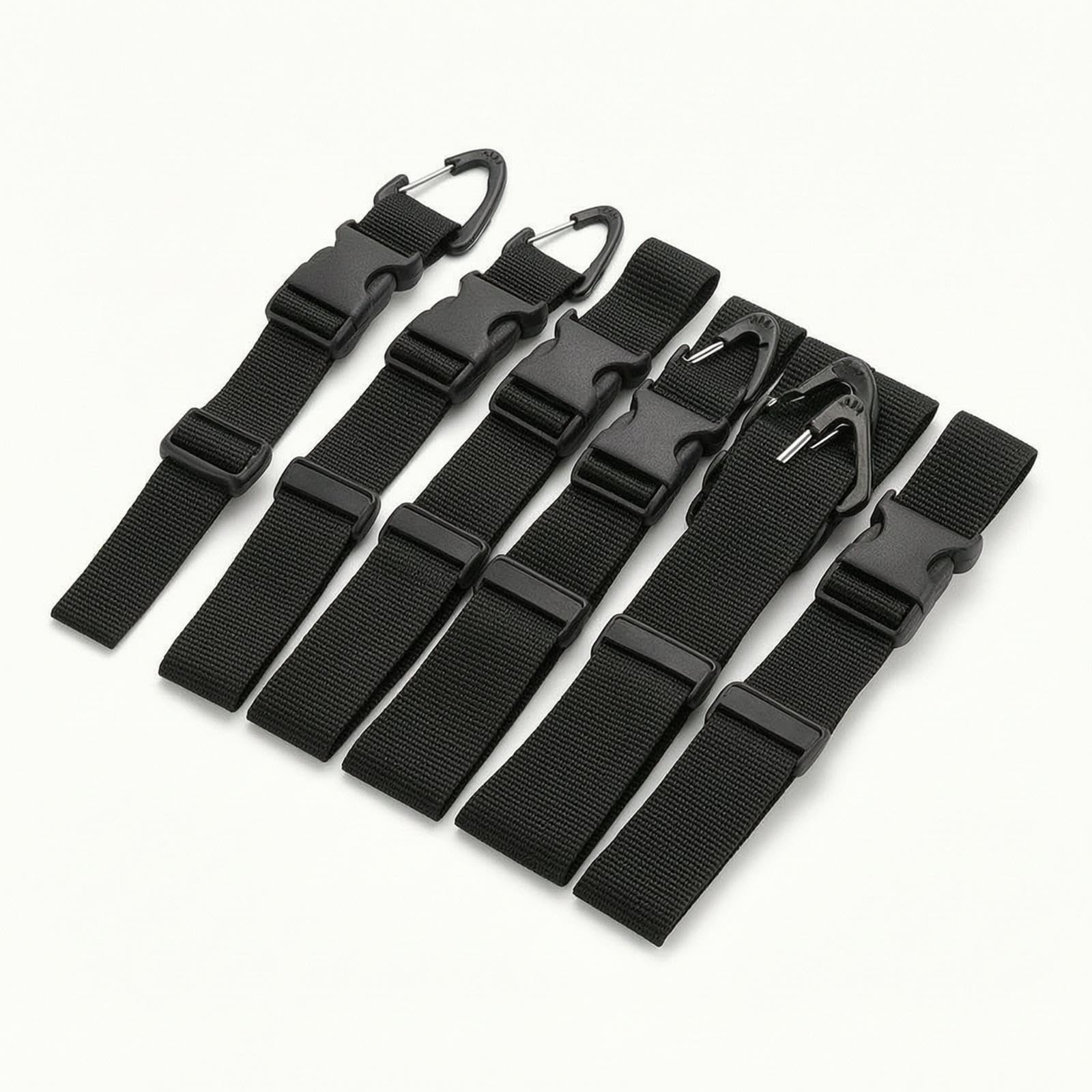SNAPPSY 8 Pieces Adjustable Strap with Triangular Clip Black Nylon Strap with Buckle Straps with Three-Slide Clasp Clips for Campers, Homeowners, Backpacking-picture-31