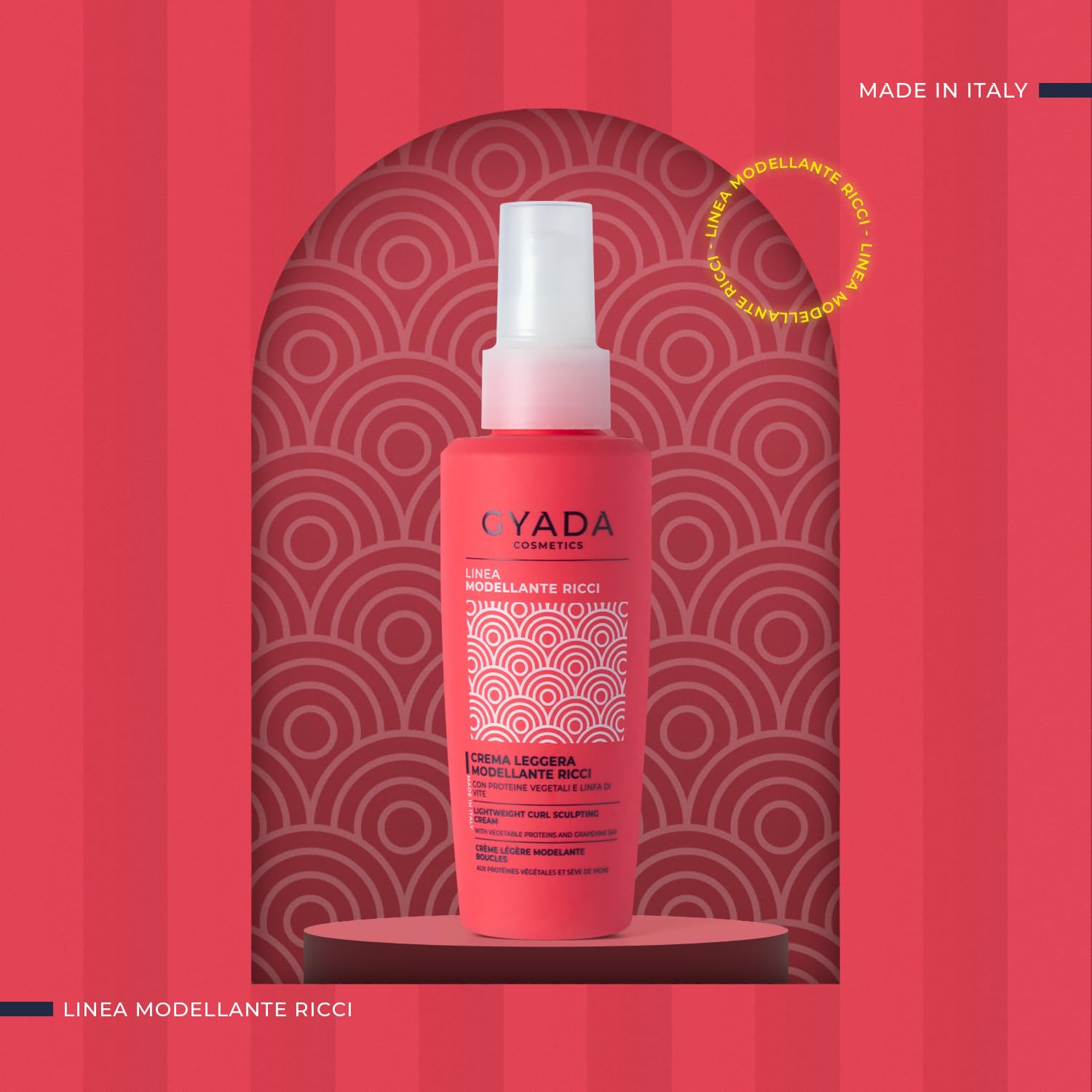 Gyada Cosmetics, Crema Leggera Leave-in Modellante, per Capelli Ricci e Mossi, 97% Ingredienti Naturali, Azione Lucidante e Filmante, Senza Risciacquo, con Proteine Vegetali e Linfa di Vite, 125 ml
