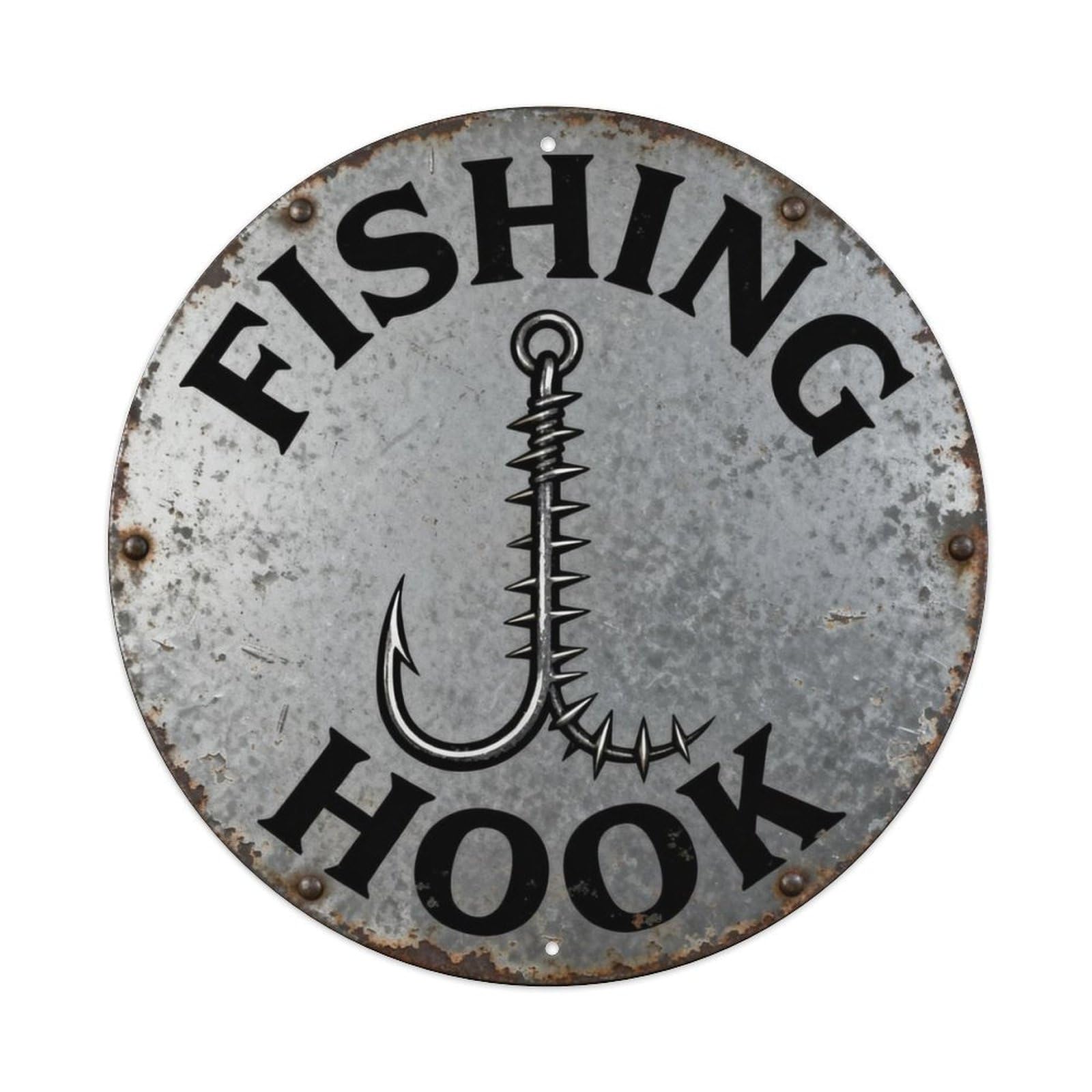 Fishing Hook Metal Tin Sign Plaque