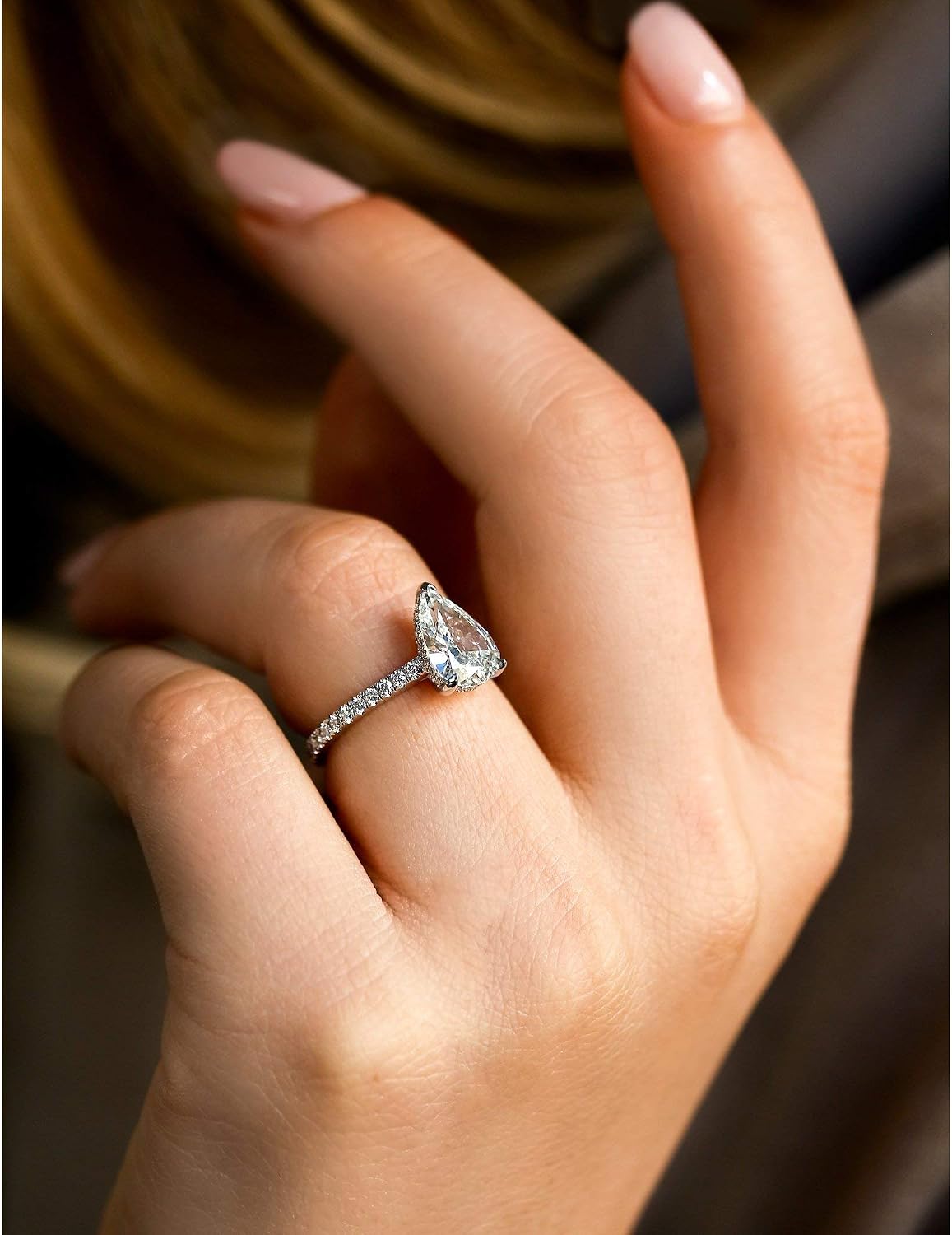 2.38 ct tw The Pear Hidden Halo Diamond Ring (GIA Certified)