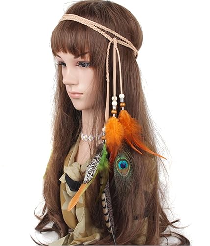 Suoirblss Indian Romany Hippie Tocado Boho Chic Plumas Banda de pelo hecho a mano Suoirblss Indian Romany Hippie Tocado Boho Chic Plumas Banda de pelo hecho a mano