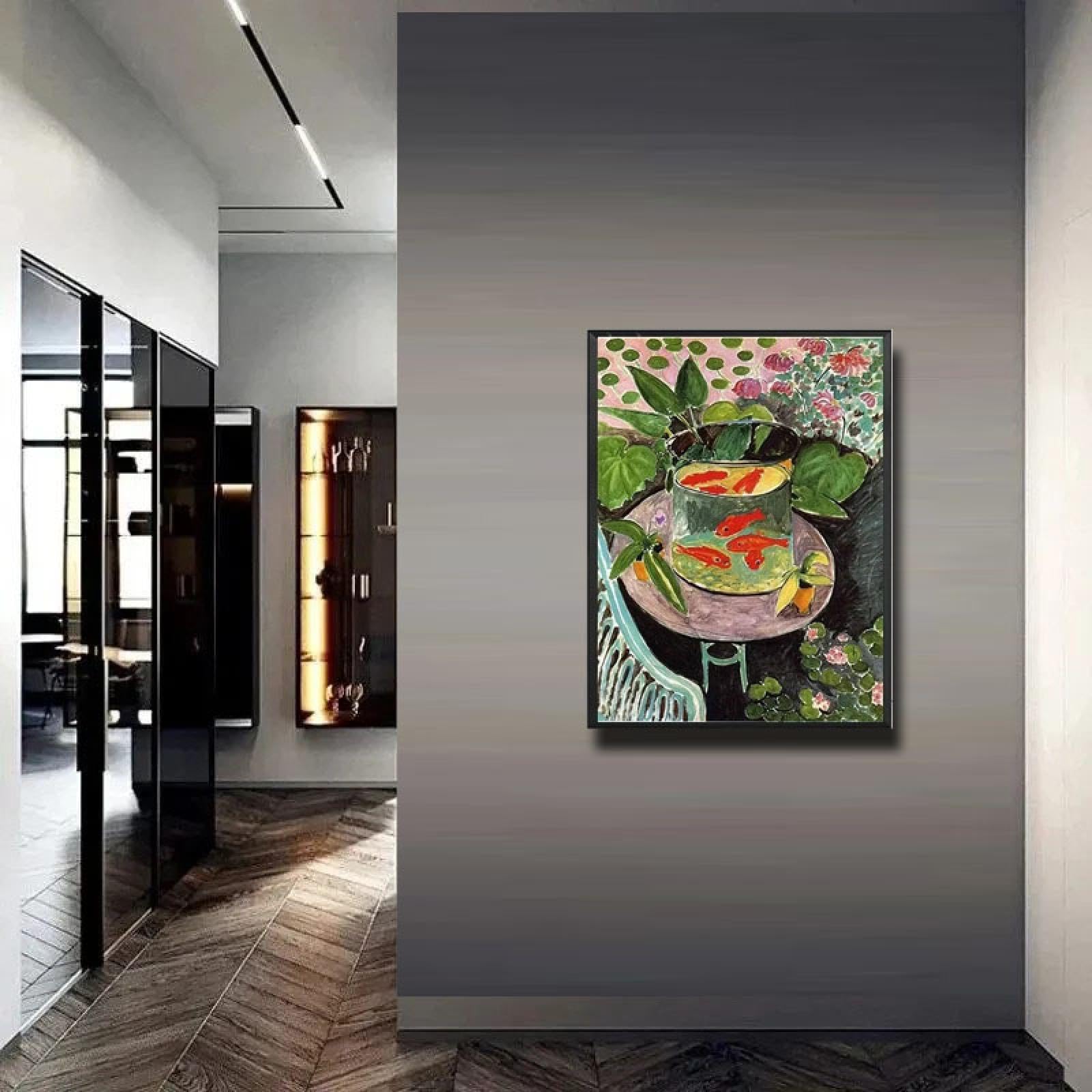 HNKDKJ Henri Matisse, berühmtes Werk, Retro-Poster, abstrakte, farbenfrohe Landschaft, Leinwandbild, Wandkunst, gerahmt und fertig zum Aufhängen, 50 x 60 cm/20 x 24 Zoll, mit schwarzem Rahmen