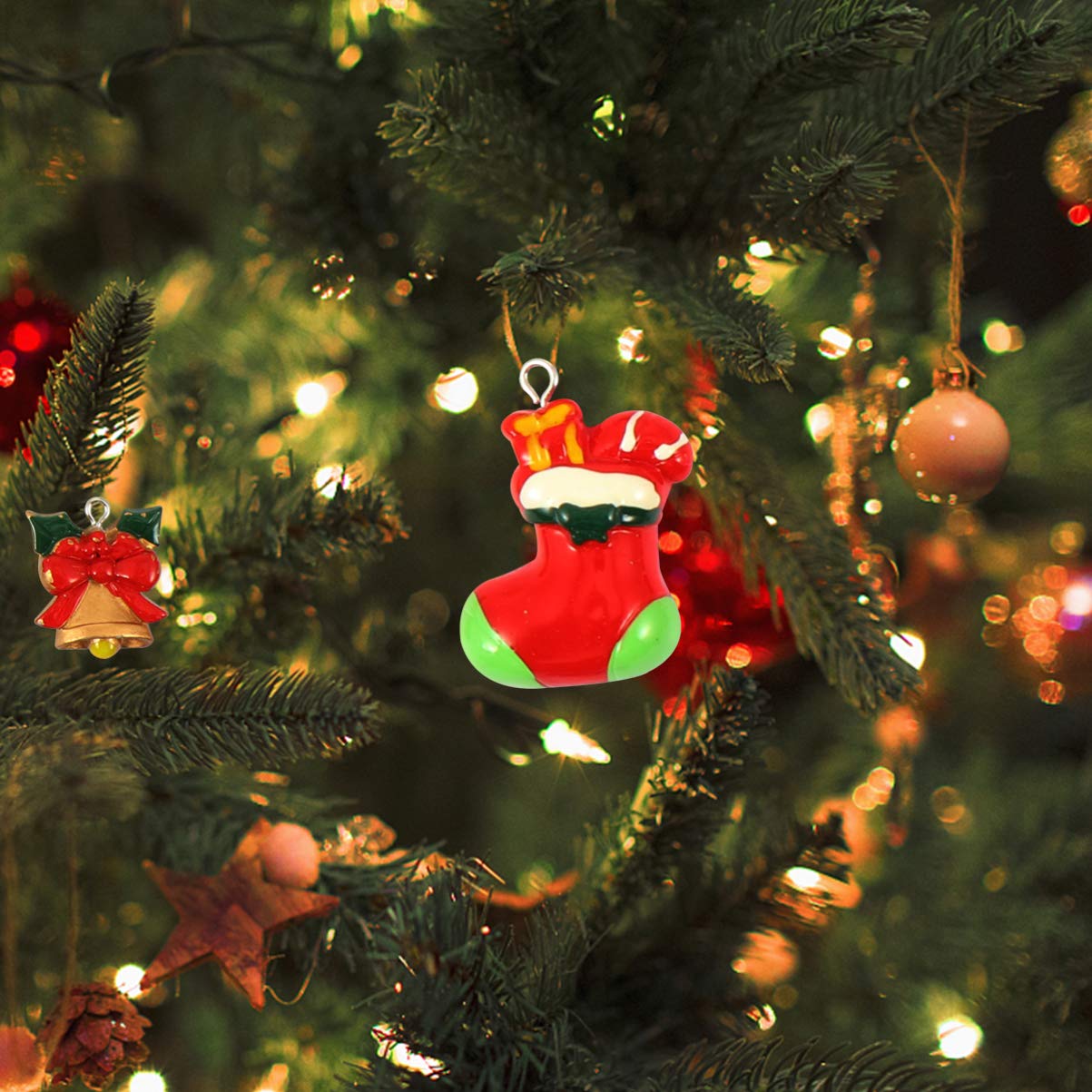 72 Piezas colgante de navidad pequeños adornos para mini árbol pequeños adornos para el árbol de navidad obsequios personalizados presentes personalizados colgante de resina