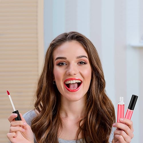 Miniatura 4 de Patelai Paquete de 50 recipientes vacíos de brillo de labios de 0.3 fl oz, botellas transparentes recargables de bálsamo labial, tubos de plástico