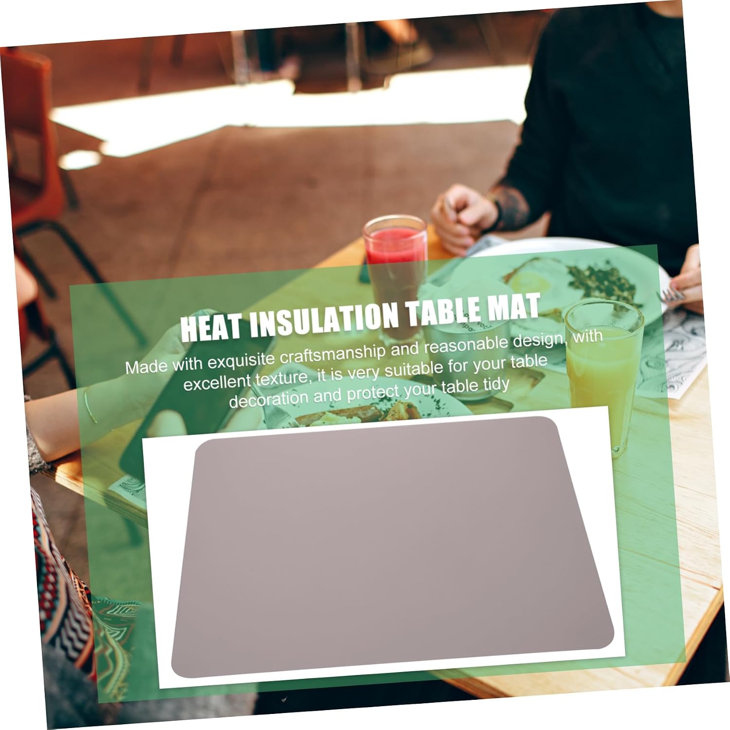 Garneck 1pc Silicone Heat Insulation Table Mat Nordic Gray Design and Tear-Resistant for Dining Table Protection and Decorative Use